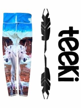 Teeki UNICORN WRANGLER Hot Pants Leggings Yoga Pilates Athleisure Wear Small